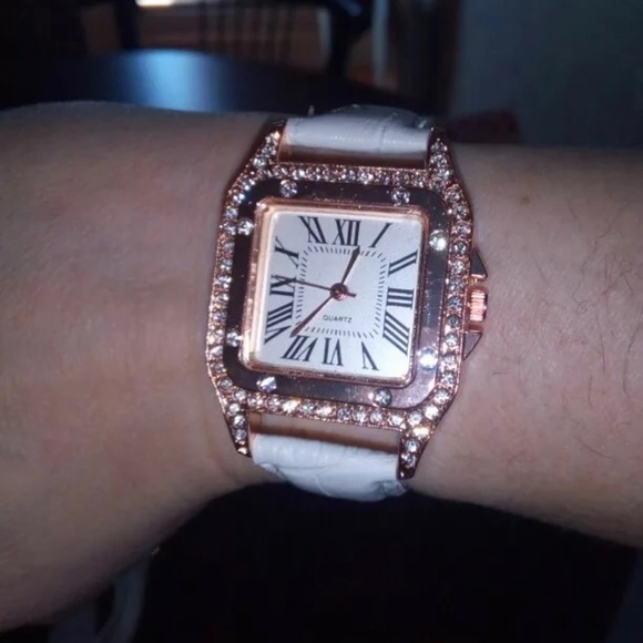 Women Diamond Watch Starry Square Dial Bracelet Watches Set Ladies Leather - Picture 5 of 6